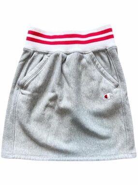 Champion Reverse Weave Gray Mini Skirt w/ Red Stripe Waistband